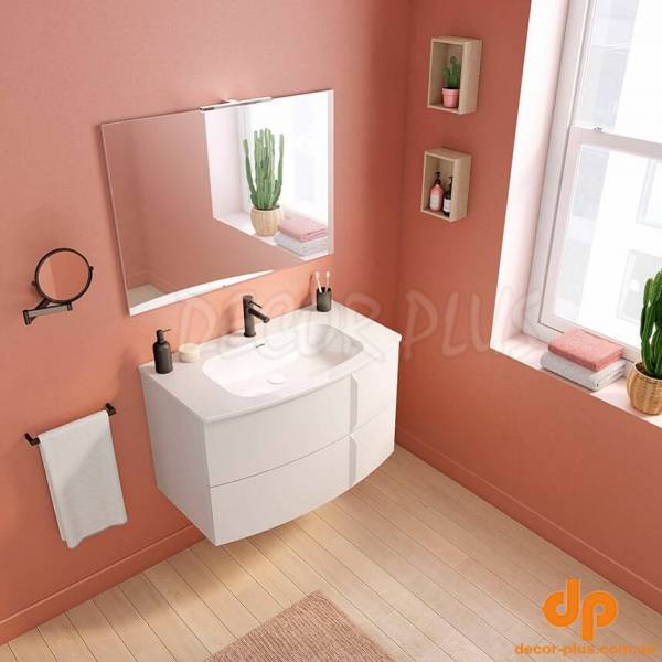 C0073311 (126477+123067) Тумба WAVE 80 на 2 ящики, білий матовий + раковина керамічна Trend (1 сорт)