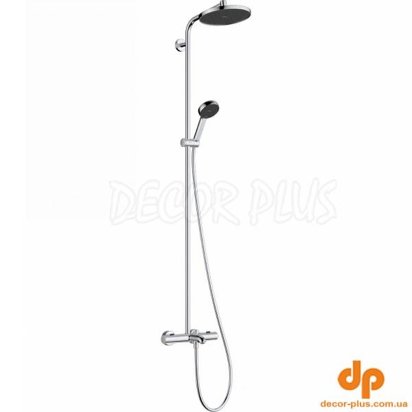 28871000 HG Activera S Душова система Showerpipe 240 1jet EcoSmart з термостатом на ванну Ecostat Fine, хром (1 сорт)