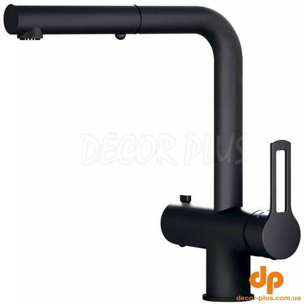 RIN295NO-MET Змішувач для кухні з висувним виливом, з підключенням до фільтра, чорний матовий (1 сорт)