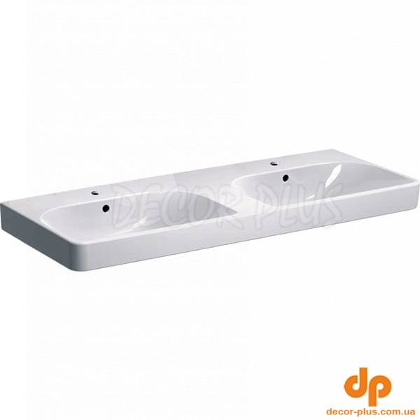 500.223.01.1 Geberit Smyle Умивальник меблевий 120см, 2 чаші, з 2 отворами під зміш., колір білий глянець (1 сорт)