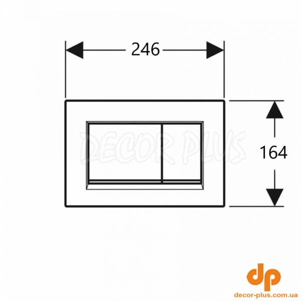 115.883.JQ.1 Sigma20 square Клавіша змиву, подвійний змив, легкоочисна поверхня, хром мат/хром глянець (1 сорт)