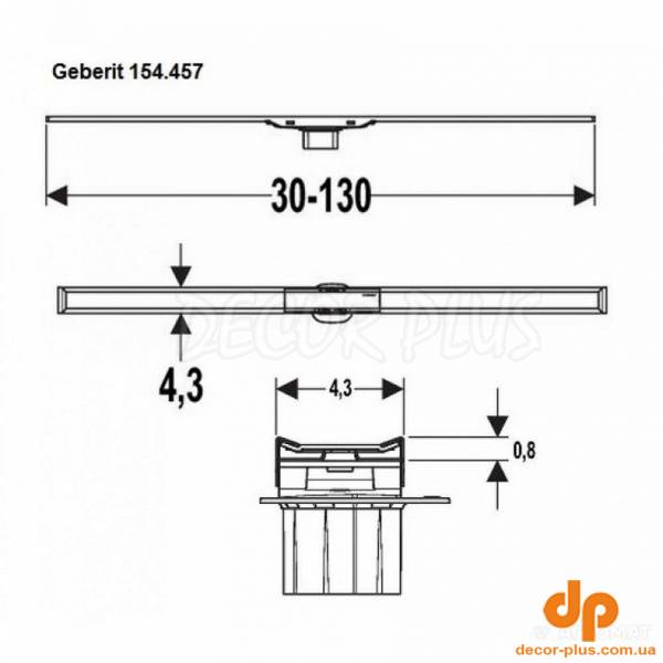 154.451.KS.1 CleanLine20 Кришка душового канала, L30-130см (1 сорт)