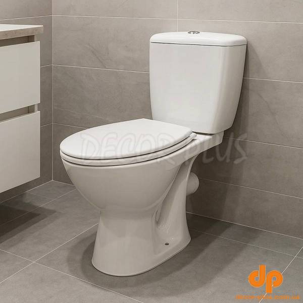 K681-061 Компакт 900 KORAL 011 3/6 з поліпропіленовим сидінням з метал. кріпл.,  горизонтальний випуск, нижній підвід води, біли