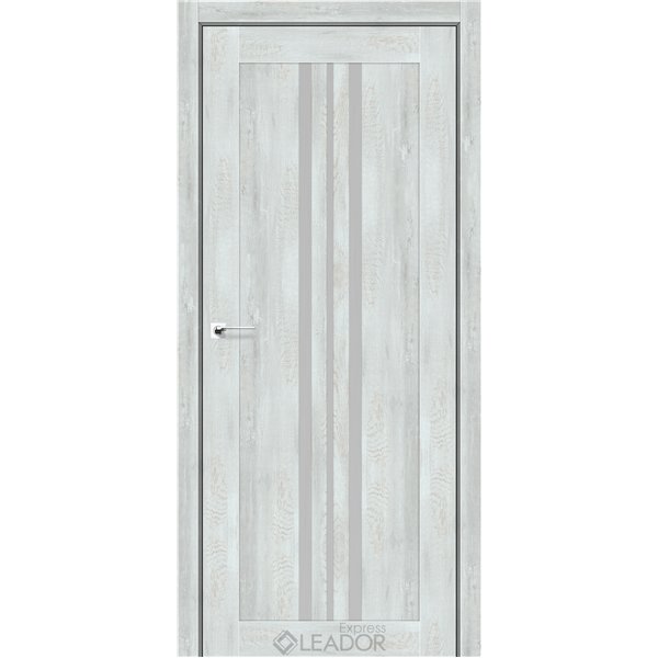 Двері міжкімнатні Leador Express CLEMATIS Дуб Тревіс Сірий Сатин білий