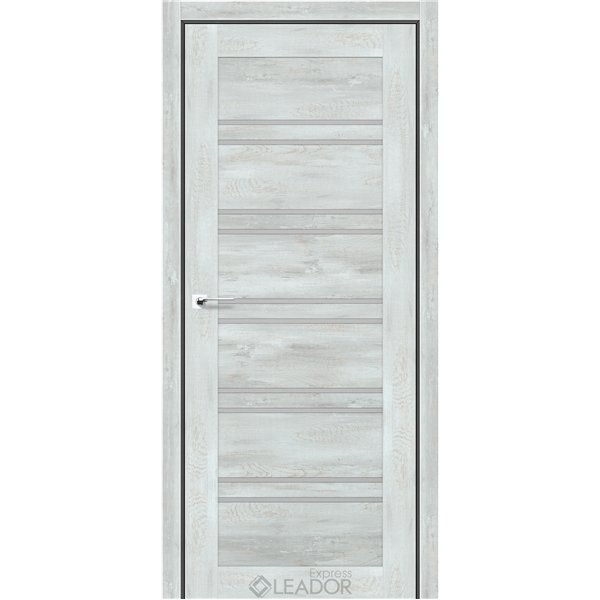 Двері міжкімнатні Leador Express GERBERA Дуб Тревіс Сірий Сатин білий