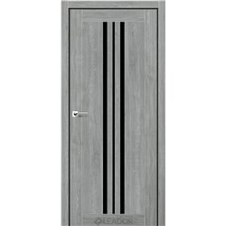 Двері міжкімнатні Leador Express CLEMATIS Артвуд Сільвер Чорне скло