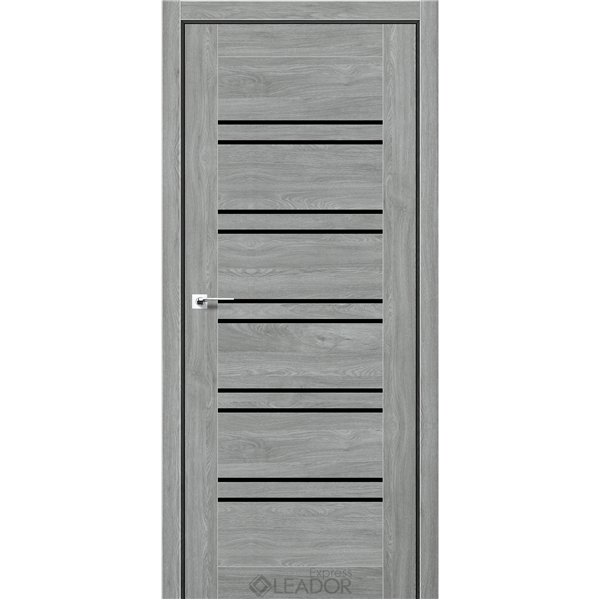 Двери межкомнатные Leador Express GERBERA Артвуд Сильвер Чорне скло