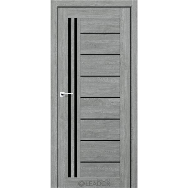 Двери межкомнатные Leador Express VERBENA Артвуд Сильвер  Черное стекло