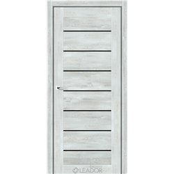 Двері міжкімнатні Leador Express WISTERIA Дуб Тревіс Сірий Чорне скло