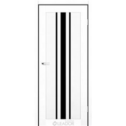 Двери межкомнатные Leador Express FERONA Белый Лен Черное стекло
