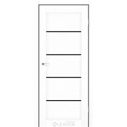 Двери межкомнатные Leador Express GARDA Белый Лен Черное стекло