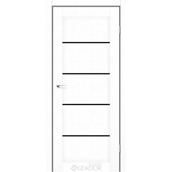 Двери межкомнатные Leador Express GARDA Белый Лен Черное стекло