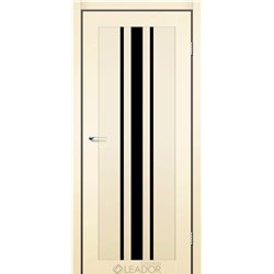 Двери межкомнатные Leador Express FERONA Бежевый Мат Черное стекло