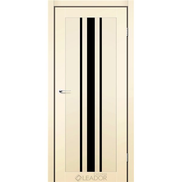 Двери межкомнатные Leador Express FERONA Бежевый Мат Черное стекло