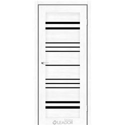 Двери межкомнатные Leador Express ANDORA Клен Белый Черное стекло