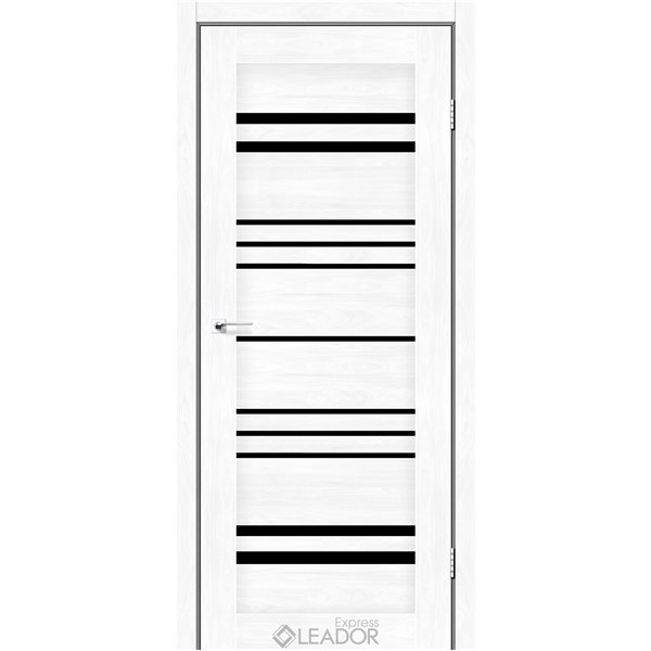 Двери межкомнатные Leador Express ANDORA Клен Белый Черное стекло