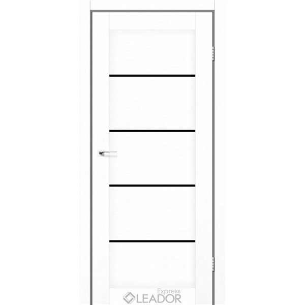 Двери межкомнатные Leador Express GARDA Клен Белый Черное стекло