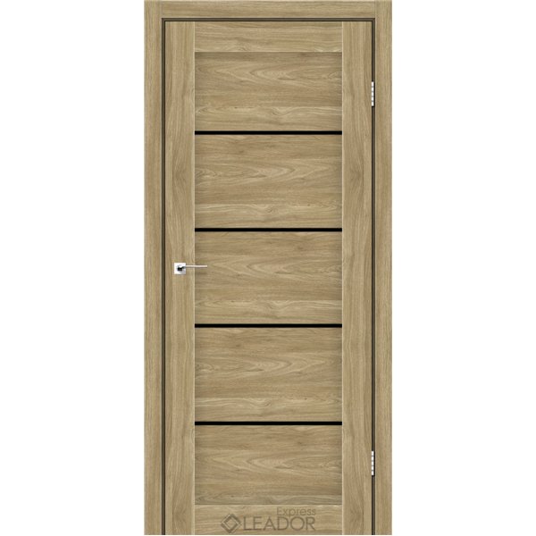 Двери межкомнатные Leador Express GARDA Клен Золотой Черное стекло