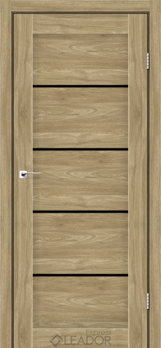 Двери межкомнатные Leador Express GARDA Клен Золотой Черное стекло
