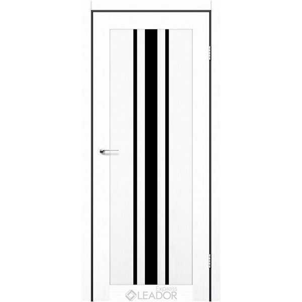 Двери межкомнатные Leador Express FERONA Белый Лен Черное стекло