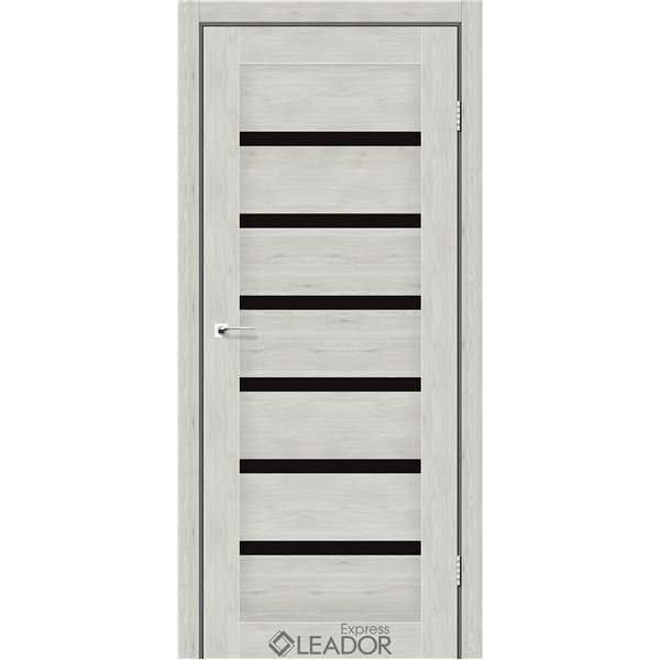 Двери межкомнатные Leador Express MILAN Клен Айс Черное стекло