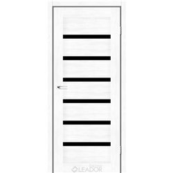 Двері міжкімнатні Leador Express MILAN Клен Білий Чорне скло