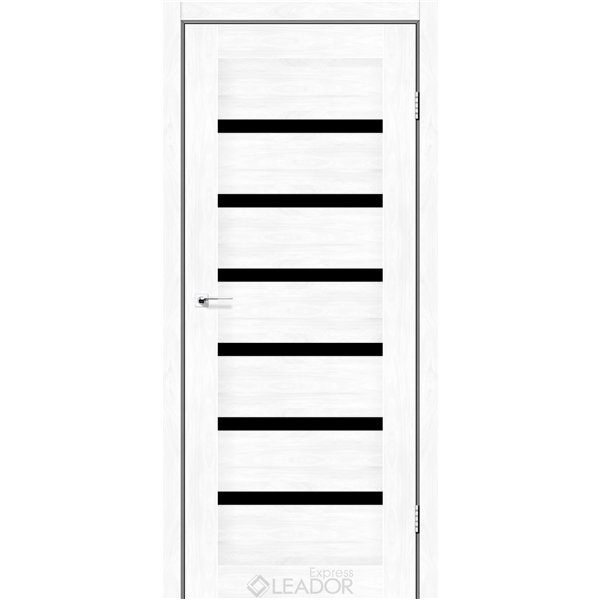 Двері міжкімнатні Leador Express MILAN Клен Білий Чорне скло