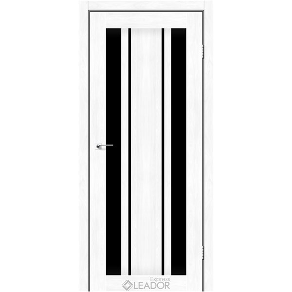 Двери межкомнатные Leador Express CALABRIA Клен Белый Черное стекло