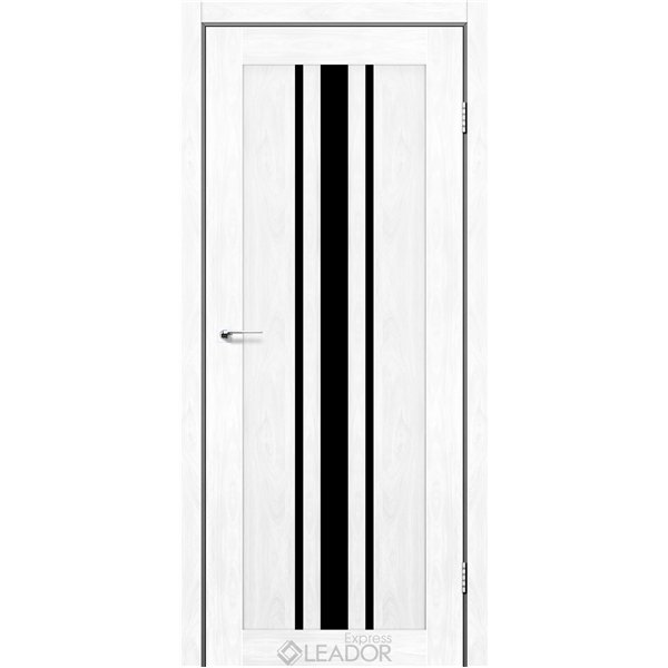 Двери межкомнатные Leador Express FERONA Клен Белый Черное стекло