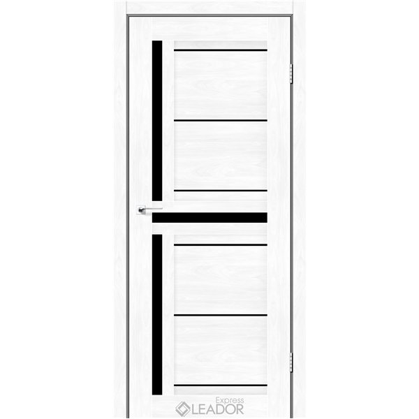 Двери межкомнатные Leador Express LARIANA Клен Белый Черное стекло