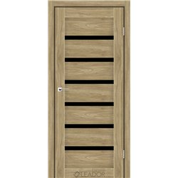 Двери межкомнатные Leador Express MILAN Клен Золотой Черное стекло