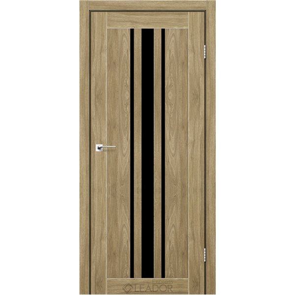 Двери межкомнатные Leador Express FERONA Клен Золотой Черное стекло