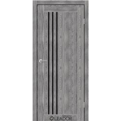 Двери межкомнатные Leador Express BELLUNO Клен Грей Черное стекло