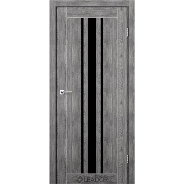 Двери межкомнатные Leador Express FERONA Клен Грей Черное стекло