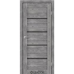 Двери межкомнатные Leador Express GARDA Клен Грей Черное стекло