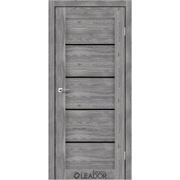 Двери межкомнатные Leador Express GARDA Клен Грей Черное стекло