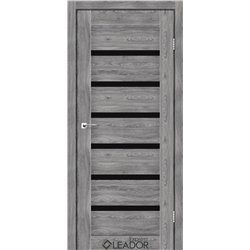 Двери межкомнатные Leador Express MILAN Клен Грей Черное стекло