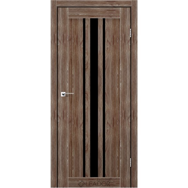 Двери межкомнатные Leador Express FERONA Клен Рубрум Черное стекло