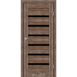 Двери межкомнатные Leador Express MILAN Клен Рубрум Черное стекло