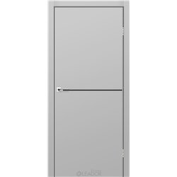 Двери межкомнатные Leador Express SL-02 Светло-серый супермат Глухое Накладная декоративная вставка из черного алюминия