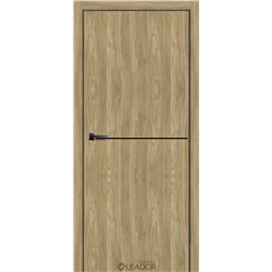 Двери межкомнатные Leador Express SLD - 03 Клен Золотой Глухая Черное стекло