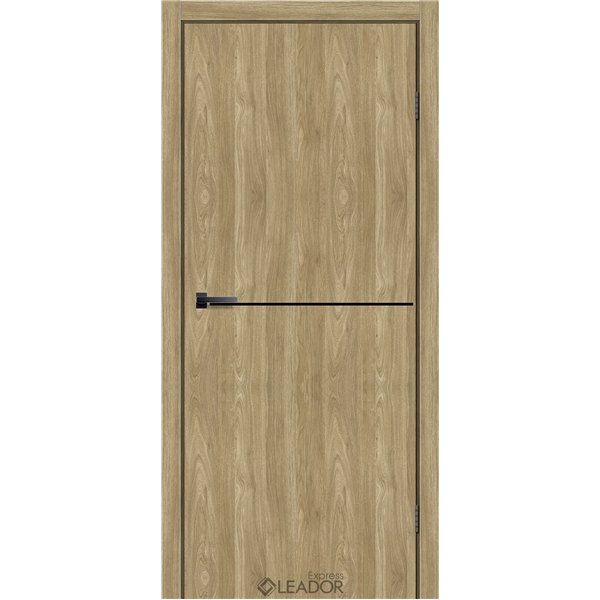 Двери межкомнатные Leador Express SLD - 03 Клен Золотой Глухая Черное стекло