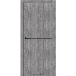 Двери межкомнатные Leador Express SLD - 03 Клен Грей Глухая Черное стекло