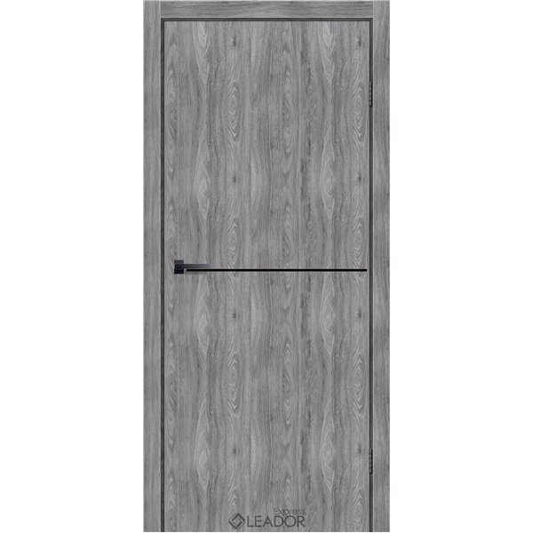 Двери межкомнатные Leador Express SLD - 03 Клен Грей Глухая Черное стекло
