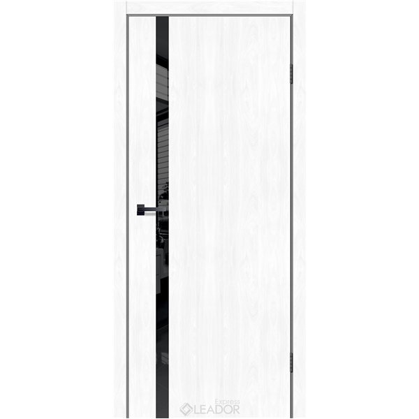 Двери межкомнатные Leador Express SLD - 02 Клен Белый Глухая Обычная кромка Черная матовая кромка