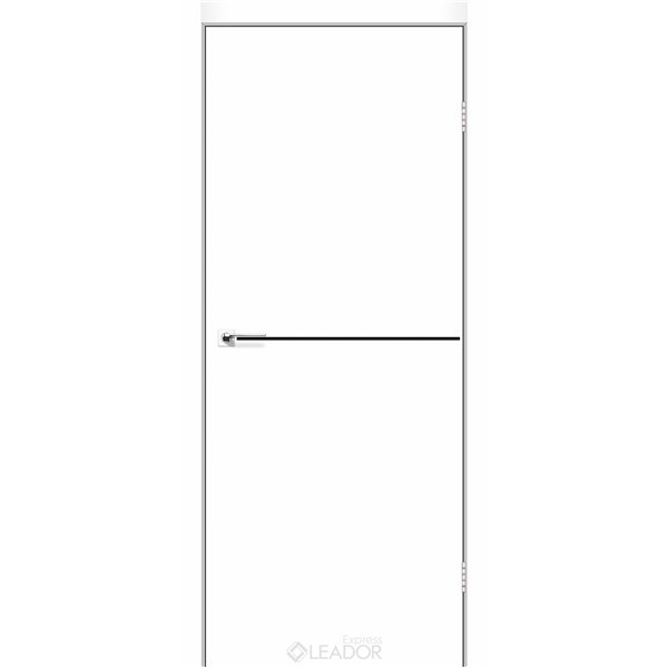 Двери межкомнатные Leador Express SL-02 Белый супермат Глухое Черная матовая кромка