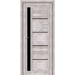 Двери межкомнатные Leador Express RIM Клен Южный Черное стекло