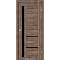 Двери межкомнатные Leador Express RIM Клен Рубрум Черное стекло