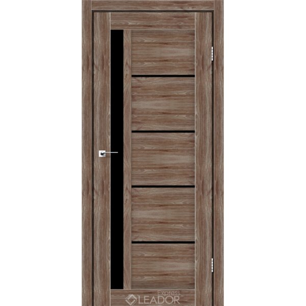 Двери межкомнатные Leador Express RIM Клен Рубрум Черное стекло