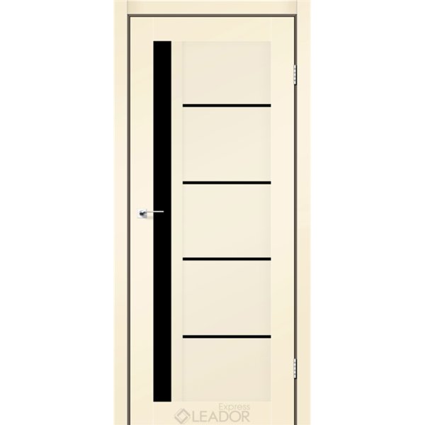 Двери межкомнатные Leador Express RIM Бежевый Мат Черное стекло